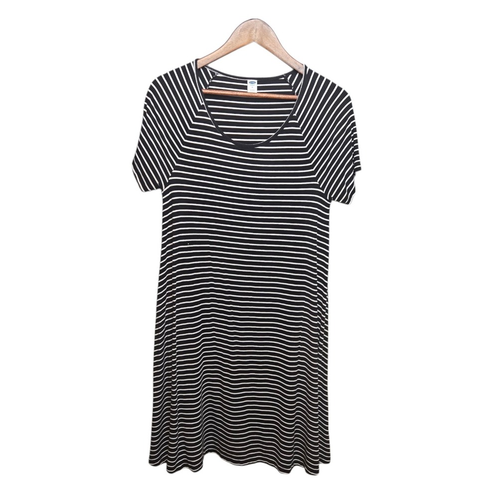 Old‎ Navy Striped T-Shirt Dress Casual Black White Stripe SummerSize M